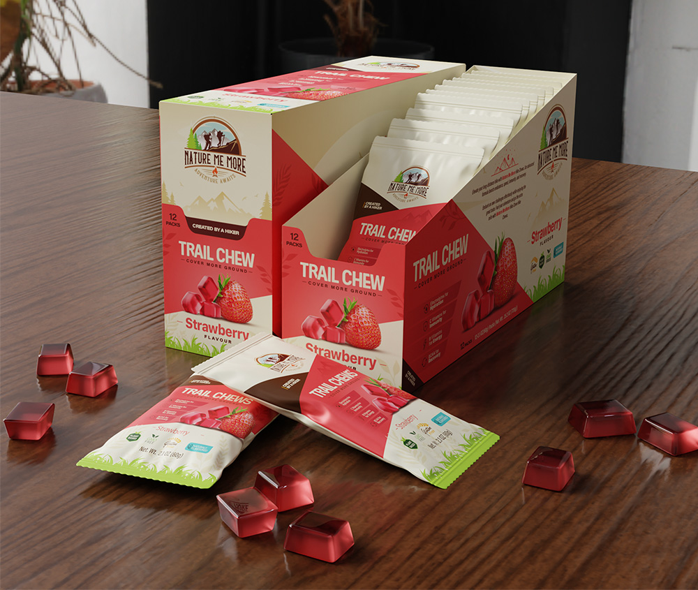 Trail Chews strawberry product presentation